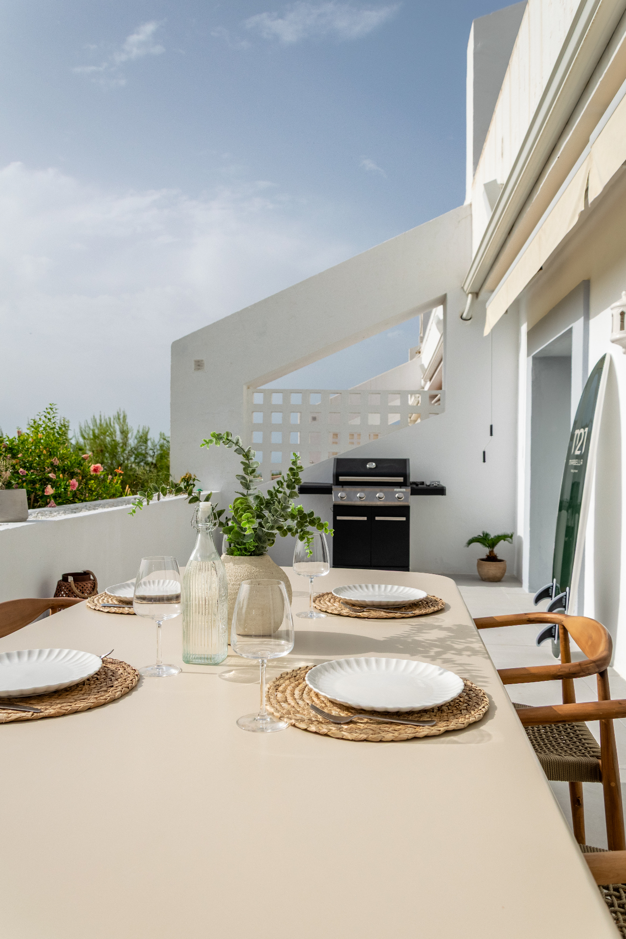 Terrace table set for lunch